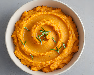 Mashed Roasted Sweet Potatoes with Serrano Lime Chef Butter
