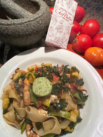 Veggie Pappardelle with Basil Garlic Chef Butter
