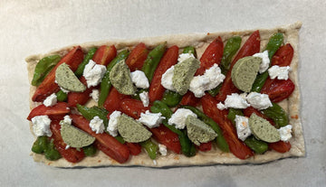 Tomato Shishito Pepper Tart with Basil Garlic Chef Butter
