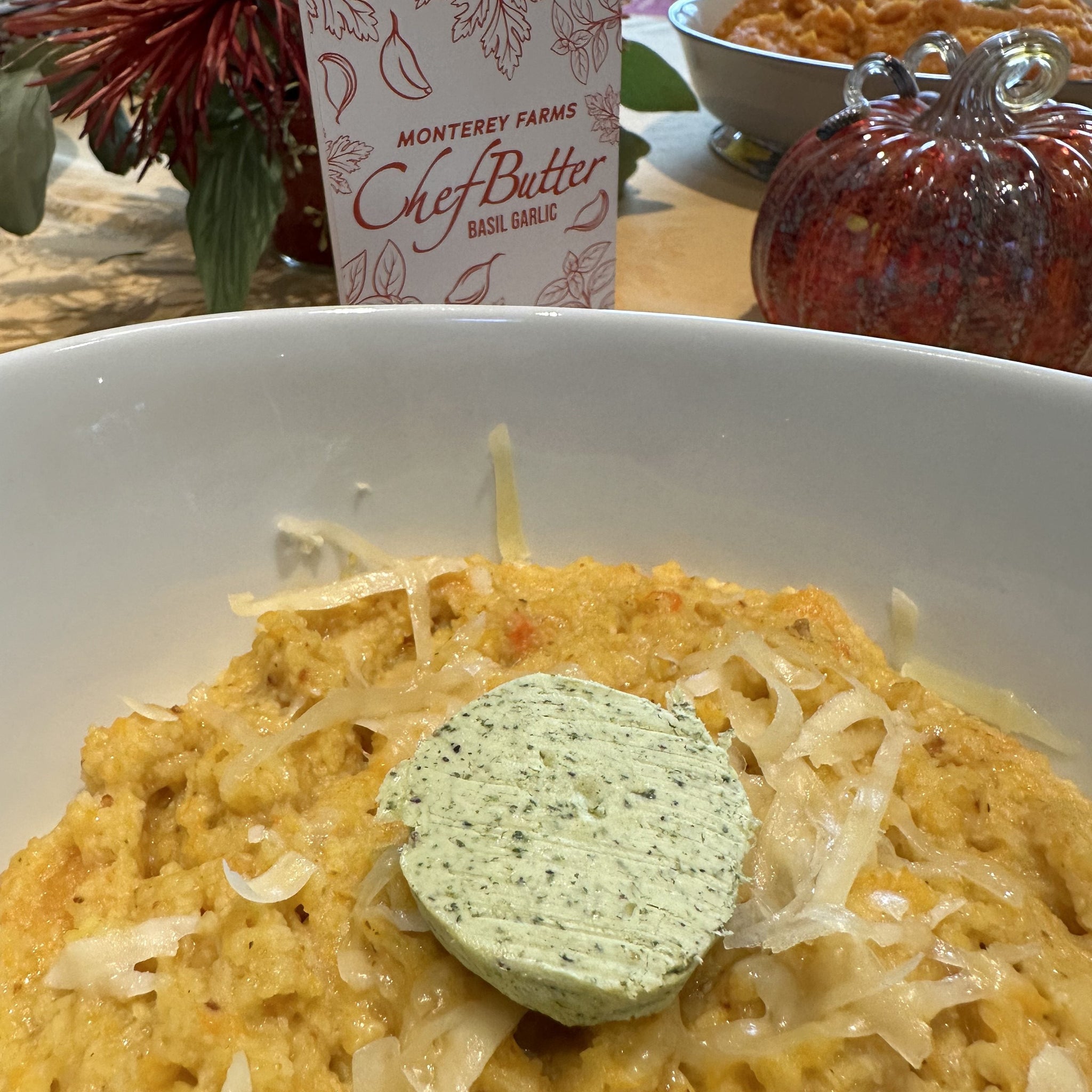 Butternut Squash Polenta with Basil Garlic Chef Butter