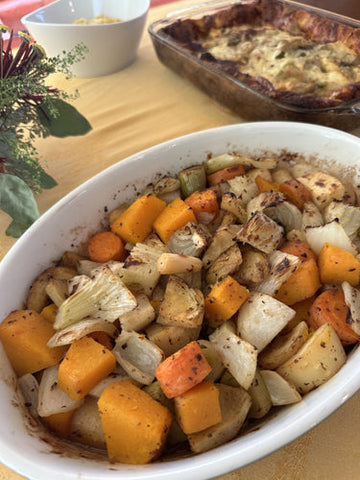 Roasted Fall Vegetables and Natural ArtiHearts with Shiitake Ginger Chef Butter