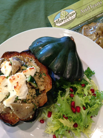 Acorn Squash and Couscous with Grilled Artichoke Hearts