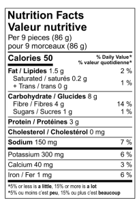 herbal artiheart nutritional value label