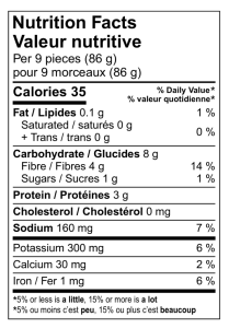 Natural ArtiHeart nutritional label