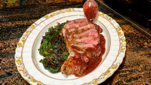 Cabernet Porcini Chef Butter Sauce on New York Steak