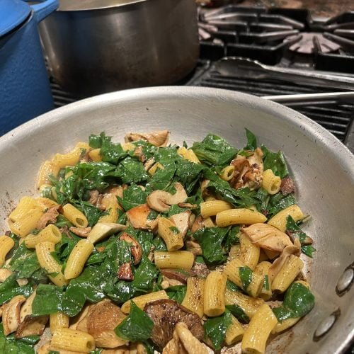 Wild Mushroom Pasta with Swiss Chard and Roasted Shallot Chef Butter