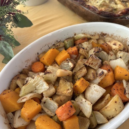 Roasted Fall Vegetables and Natural ArtiHearts with Shiitake Ginger Chef Butter
