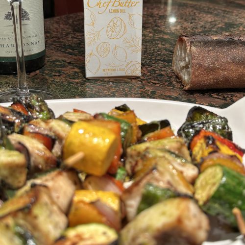Lemon Dill Swordfish Vegetable Skewers
