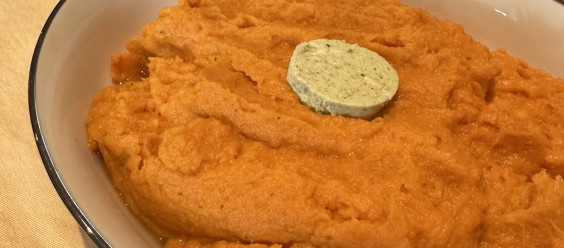 Mashed Roasted Sweet Potatoes with Serrano Lime Chef Butter