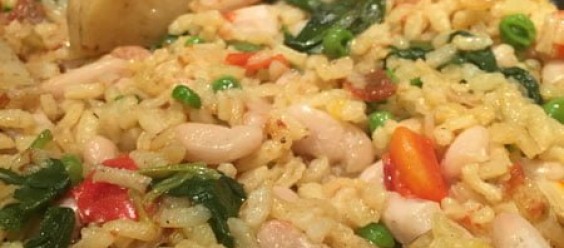 Chard Paella with Artichoke Hearts