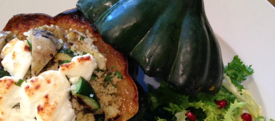 Acorn Squash and Couscous with Grilled Artichoke Hearts