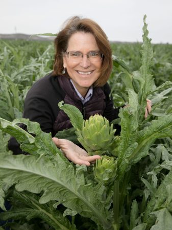 Woman in artichoke field